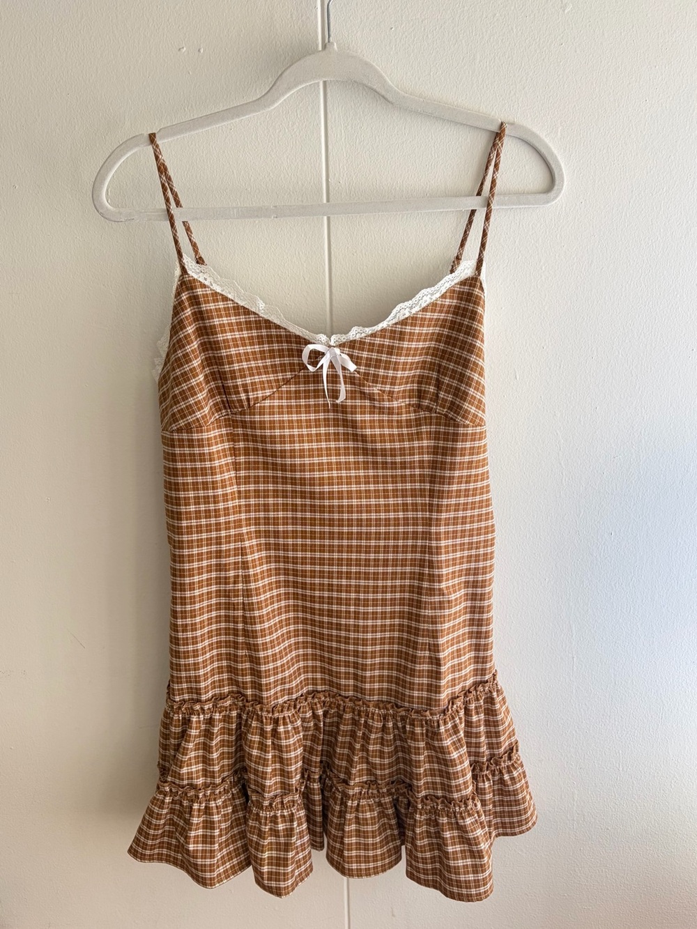 Lioness Yves Plaid Minidress in Chocolate Check